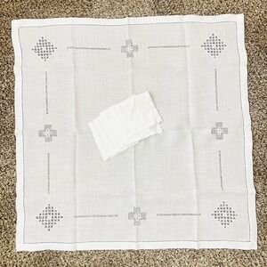 VTG Card Table Cover & 4 Napkins‎ Embroidered 32" Square Luncheon
